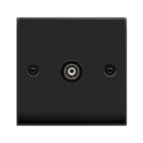 Matt Black - Black Inserts Matt Black Single Isolated Coaxial Socket - Black Trim