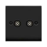 Matt Black - Black Inserts Matt Black Twin Isolated Coaxial Socket - Black Trim