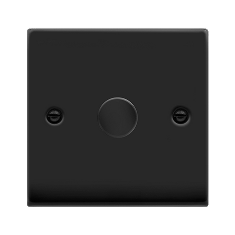 Matt Black - Black Inserts Matt Black 1 Gang 2 Way LED 100W Trailing Edge Dimmer Light Switch