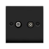 Matt Black - Black Inserts Matt Black Satellite & Coaxial Socket 1 Gang - Black Trim