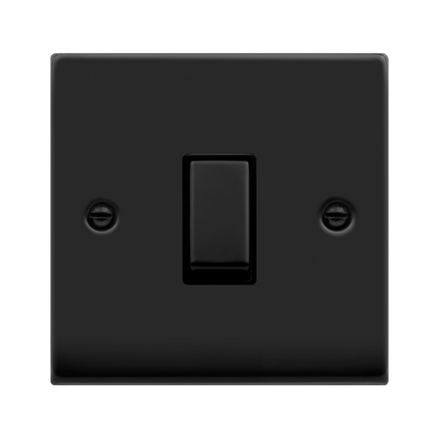 Matt Black 10A 1 Gang 2 Way Ingot Light Switch - Black Trim - SE Home