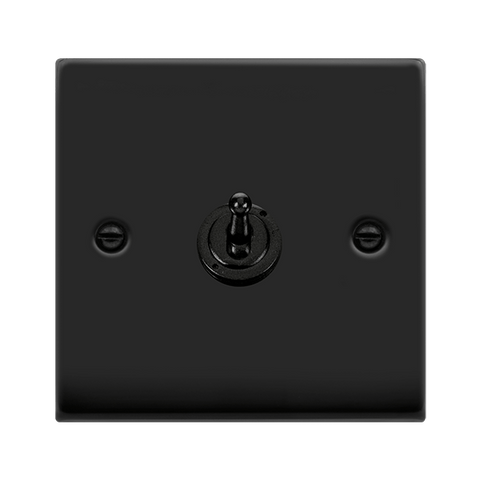 Matt Black - Black Inserts Matt Black 1 Gang 2 Way 10AX Toggle Light Switch