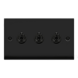 Matt Black 3 Gang 2 Way 10AX Toggle Light Switch - SE Home