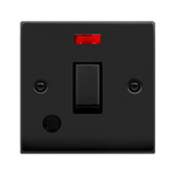 Matt Black 1 Gang 20A Ingot DP Switch With Flex With Neon - Black Trim - SE Home