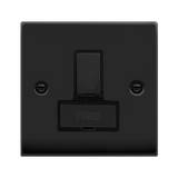 Matt Black - Black Inserts Matt Black 13A Fused Ingot Connection Unit Switched - Black Trim