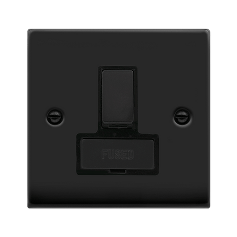 Matt Black - Black Inserts Matt Black 13A Fused Ingot Connection Unit Switched - Black Trim