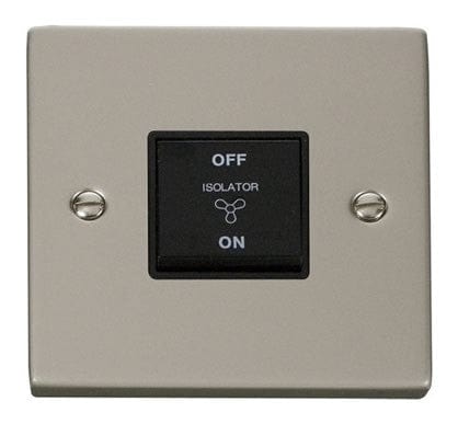 Pearl Nickel 10A 3 Pole Fan Isolation Switch - Black Trim - SE Home