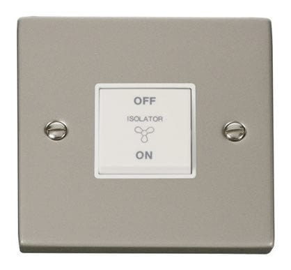 Pearl Nickel 10A 3 Pole Fan Isolation Switch - White Trim - SE Home