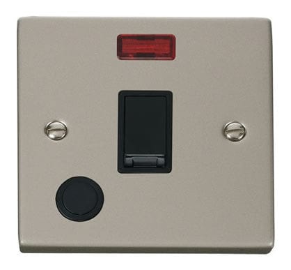 Pearl Nickel 1 Gang 20A DP Switch With Flex With Neon - Black Trim - SE Home