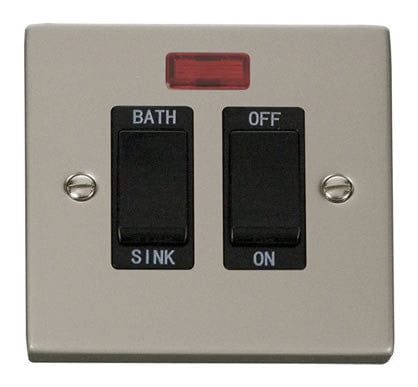 Pearl Nickel - Black Inserts Pearl Nickel 20A DP Sink/bath Switch - Black Trim