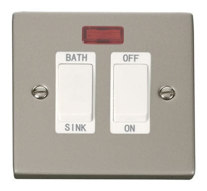 Pearl Nickel 20A DP Sink/bath Switch - White Trim - SE Home