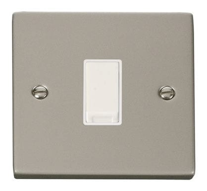 Pearl Nickel 10A 1 Gang Intermediate Light Switch - White Trim - SE Home