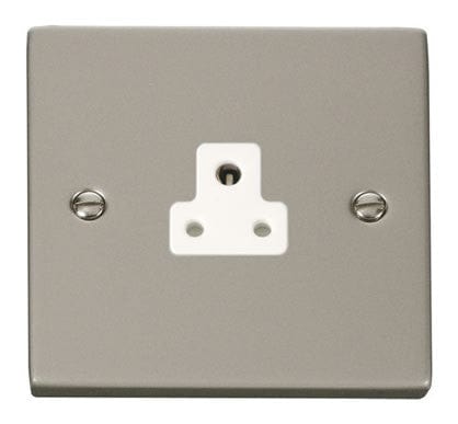 Pearl Nickel 1 Gang 2A Round Pin Socket - White Trim - SE Home