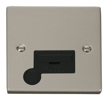 Pearl Nickel 13A Fused Connection Unit With Flex - Black Trim - SE Home