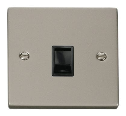 Pearl Nickel Rj11 Socket - Black Trim - SE Home