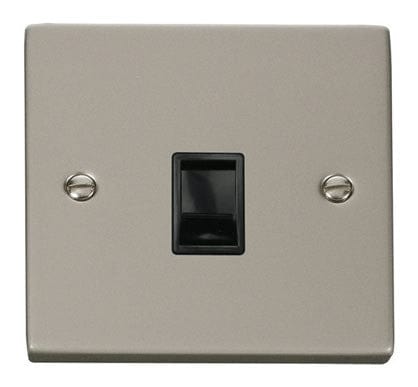 Pearl Nickel - Black Inserts Pearl Nickel Rj11 Socket - Black Trim