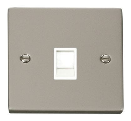 Pearl Nickel Rj11 Socket - White Trim - SE Home