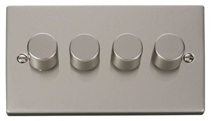 Pearl Nickel 4 Gang 2 Way LED 100W Trailing Edge Dimmer Light Switch - SE Home