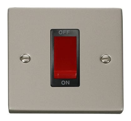 Pearl Nickel 1 Gang Size 45A Switch - Black Trim - SE Home