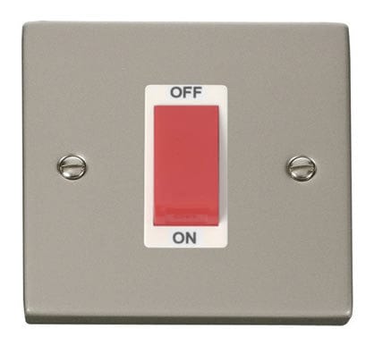 Pearl Nickel 1 Gang Size 45A Switch - White Trim - SE Home