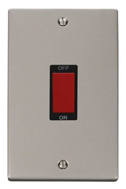 Pearl Nickel 2 Gang Size 45A Switch - Black Trim - SE Home
