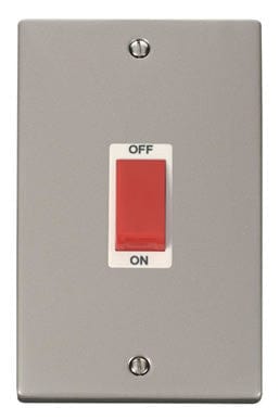 Pearl Nickel 2 Gang Size 45A Switch - White Trim - SE Home