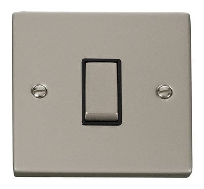 Pearl Nickel 10A 1 Gang 2 Way Ingot Switch - Black Trim - SE Home
