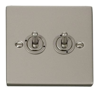 Pearl Nickel 2 Gang 2 Way 10AX Toggle Light Switch - SE Home