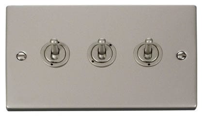 Pearl Nickel 3 Gang 2 Way 10AX Toggle Light Switch - SE Home