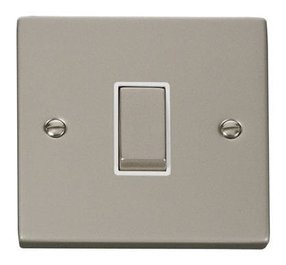 Pearl Nickel 10A 1 Gang Intermediate Ingot Light Switch - White Trim - SE Home