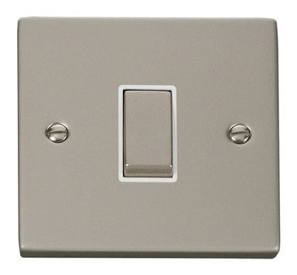 Pearl Nickel - White Inserts Pearl Nickel 10A 1 Gang Intermediate Ingot Light Switch - White Trim