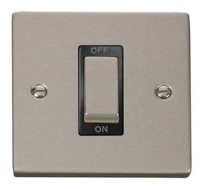 Pearl Nickel 1 Gang Ingot Size 45A Switch - Black Trim - SE Home