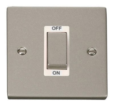 Pearl Nickel 1 Gang Ingot Size 45A Switch - White Trim - SE Home