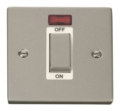 Pearl Nickel 1 Gang Ingot Size 45A Switch With Neon - White Trim - SE Home