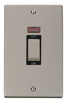 Pearl Nickel 2 Gang Ingot Size 45A Switch With Neon - Black Trim - SE Home