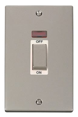 Pearl Nickel 2 Gang Ingot Size 45A Switch With Neon - White Trim - SE Home