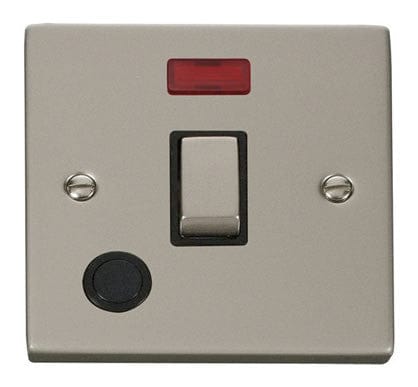 Pearl Nickel 1 Gang 20A Ingot DP Switch With Flex With Neon - Black Trim - SE Home