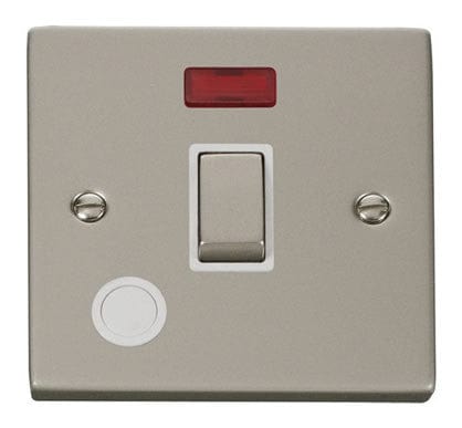 Pearl Nickel 1 Gang 20A Ingot DP Switch With Flex With Neon - White Trim - SE Home