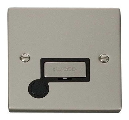 Pearl Nickel 13A Fused Ingot Connection Unit With Flex - Black Trim - SE Home