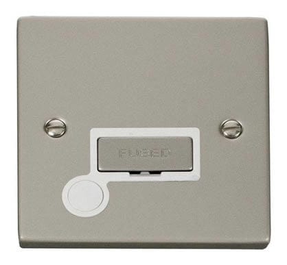 Pearl Nickel 13A Fused Ingot Connection Unit With Flex - White Trim - SE Home