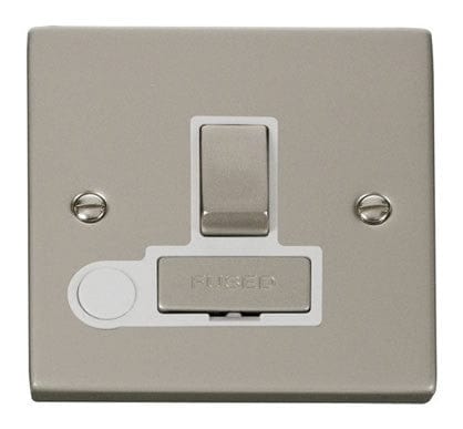 Pearl Nickel 13A Fused Ingot Connection Unit Switched With Flex - White Trim - SE Home