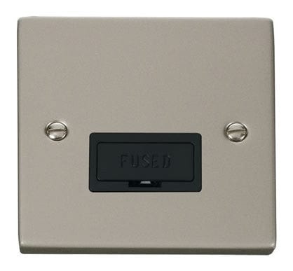 Pearl Nickel 13A Fused Connection Unit - Black Trim - SE Home
