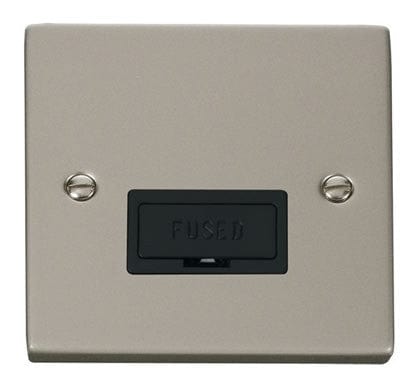 Pearl Nickel - Black Inserts Pearl Nickel 13A Fused Connection Unit - Black Trim