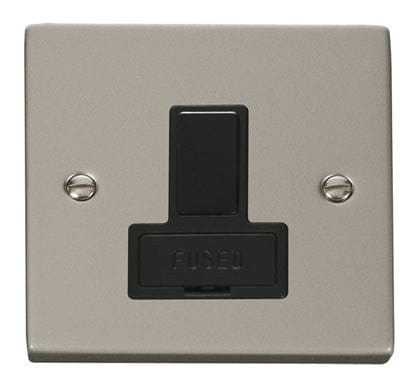 Pearl Nickel - Black Inserts Pearl Nickel 13A Fused Connection Unit Switched - Black Trim