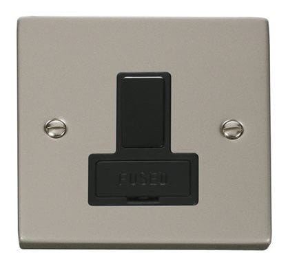 Pearl Nickel 13A Fused Connection Unit Switched - Black Trim - SE Home