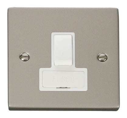 Pearl Nickel 13A Fused Connection Unit Switched - White Trim - SE Home