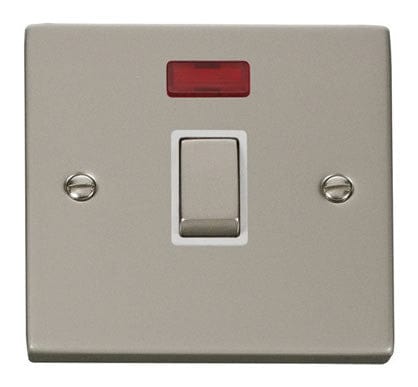 Pearl Nickel 1 Gang 20A Ingot DP Switch With Neon - White Trim - SE Home