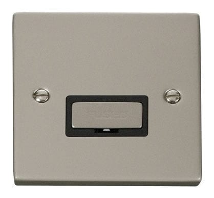 Pearl Nickel 13A Fused Ingot Connection Unit - Black Trim - SE Home