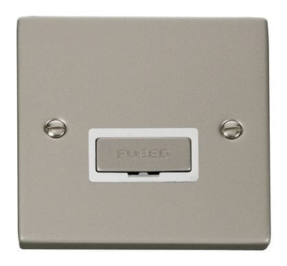 Pearl Nickel - White Inserts Pearl Nickel 13A Fused Ingot Connection Unit - White Trim