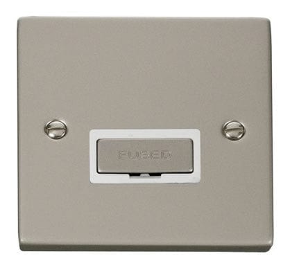 Pearl Nickel 13A Fused Ingot Connection Unit - White Trim - SE Home